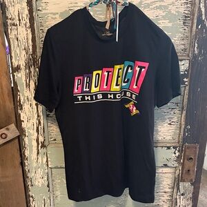 Black Graphic T-Shirt with Colorful Print